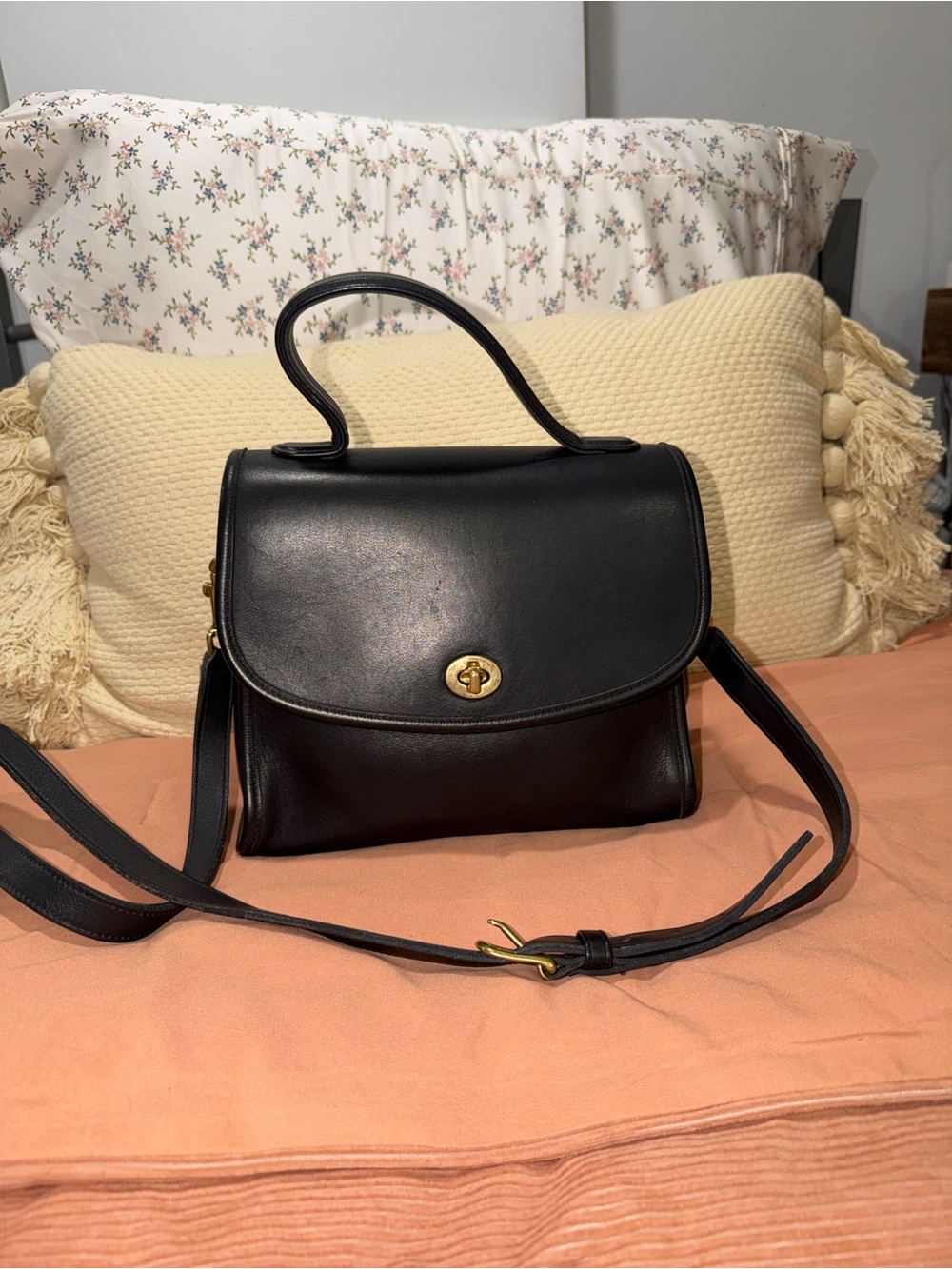 Vintage Black Manor Top Handle Satchel #9977